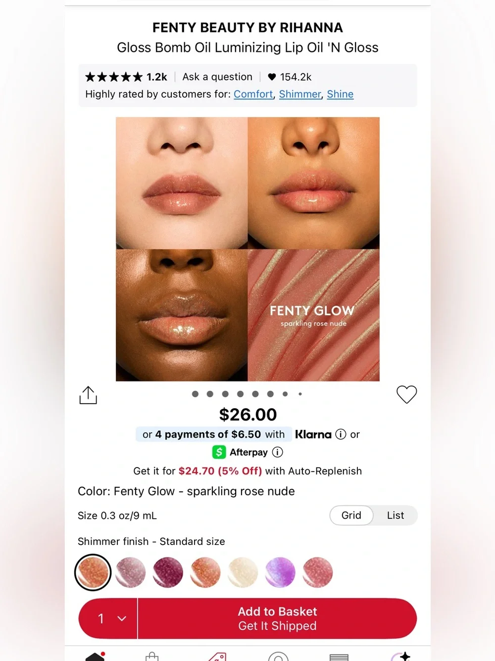 Fenty Beauty Gloss Bomb — Sparkling Rose Nude with Gold Shimmer